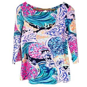 Lilly Pulitzer Waverly Top In Multi All That She Wants Women's Size Small EUC